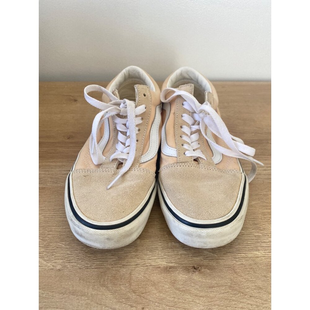 Vans Old Skool Peach & White Suede Canvas Lace-Up Sneakers Size 7 Women's